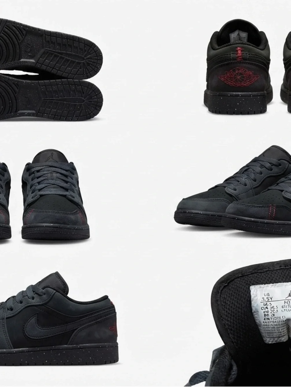Youth Nike Air Jordan 1 Low - Black with Red Accents